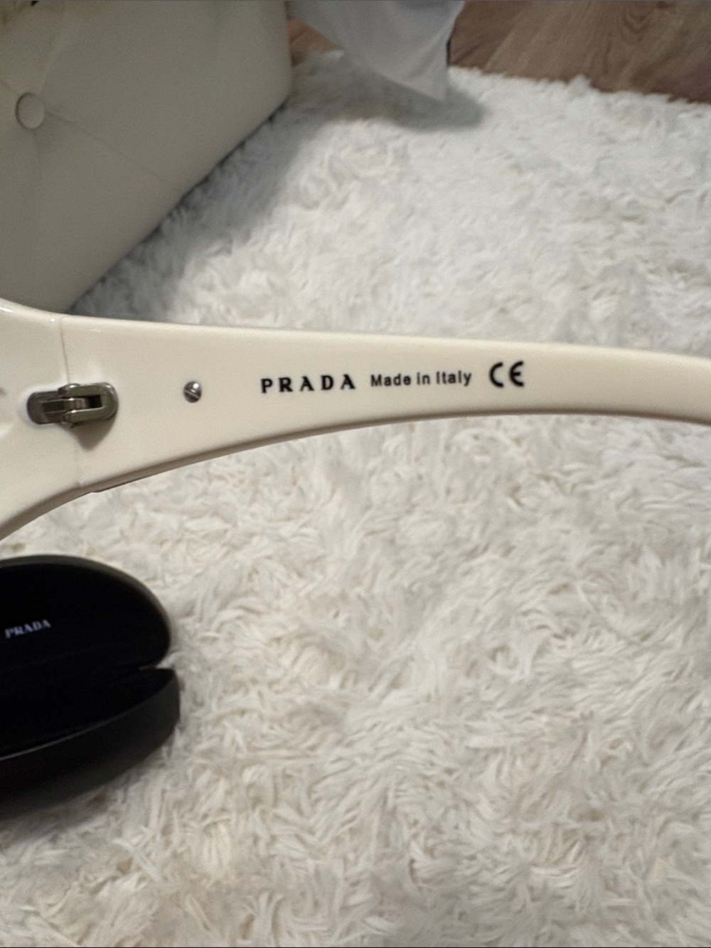 Prada White Rim Shield Sunglasses with Gradient Lenses - Picture 2 of 7